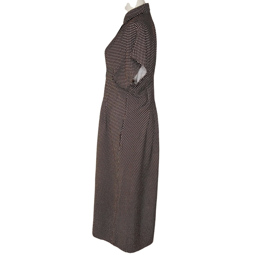 LOFT Brown Pindot Polka Dot Midi Dress XS Button Front Cottagecore Coquette - Picture 7 of 8
